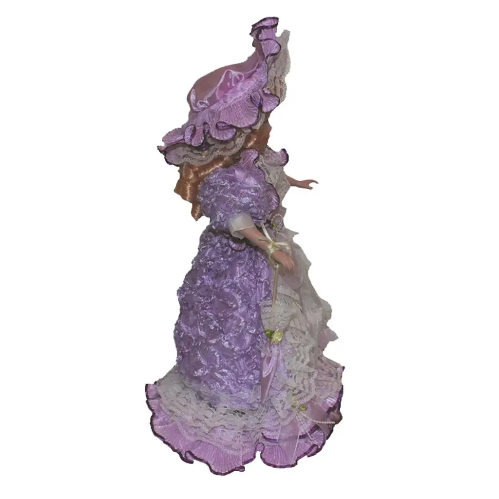 Porcelain Doll Figurines 40cm Victorian Female Collectible Doll in Purple Dress for Kids Dolls Gift and Display - view 2