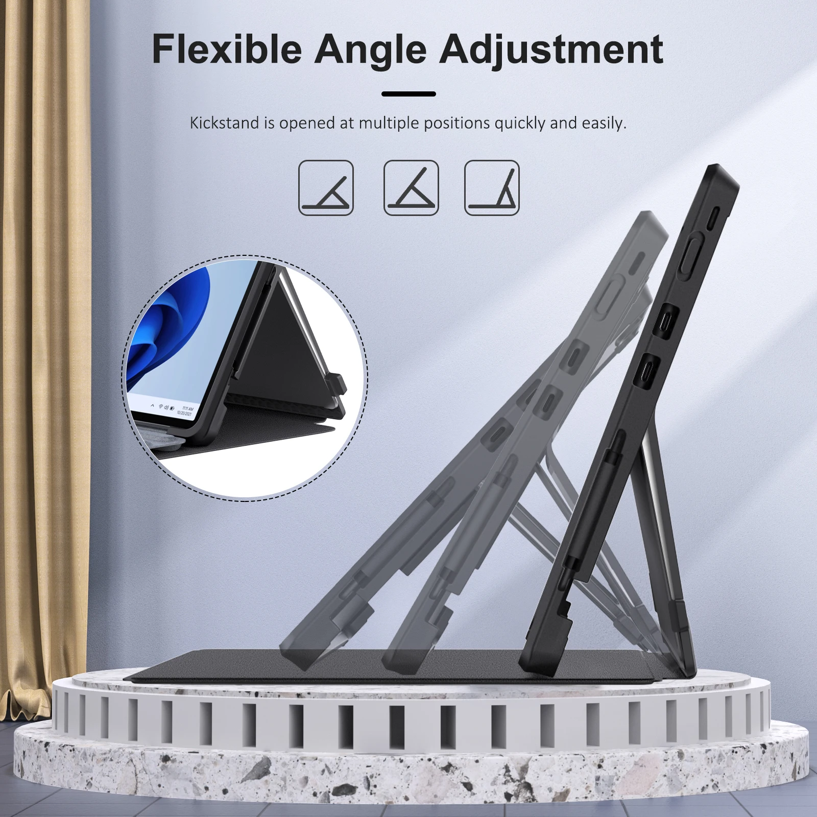 MoKo Case for Microsoft Surface Pro 8-13"2021,Shockproof Protective Cover Shell Case with Transparent PC Shell for Surface pro 8