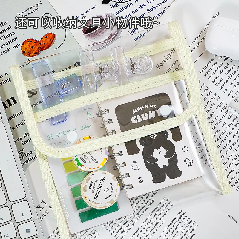 Complete Set of Transparent Multi-layer Colored Lead Pencils Bags Large Capacity Portable Handheld Pen Storage Bag Stationery