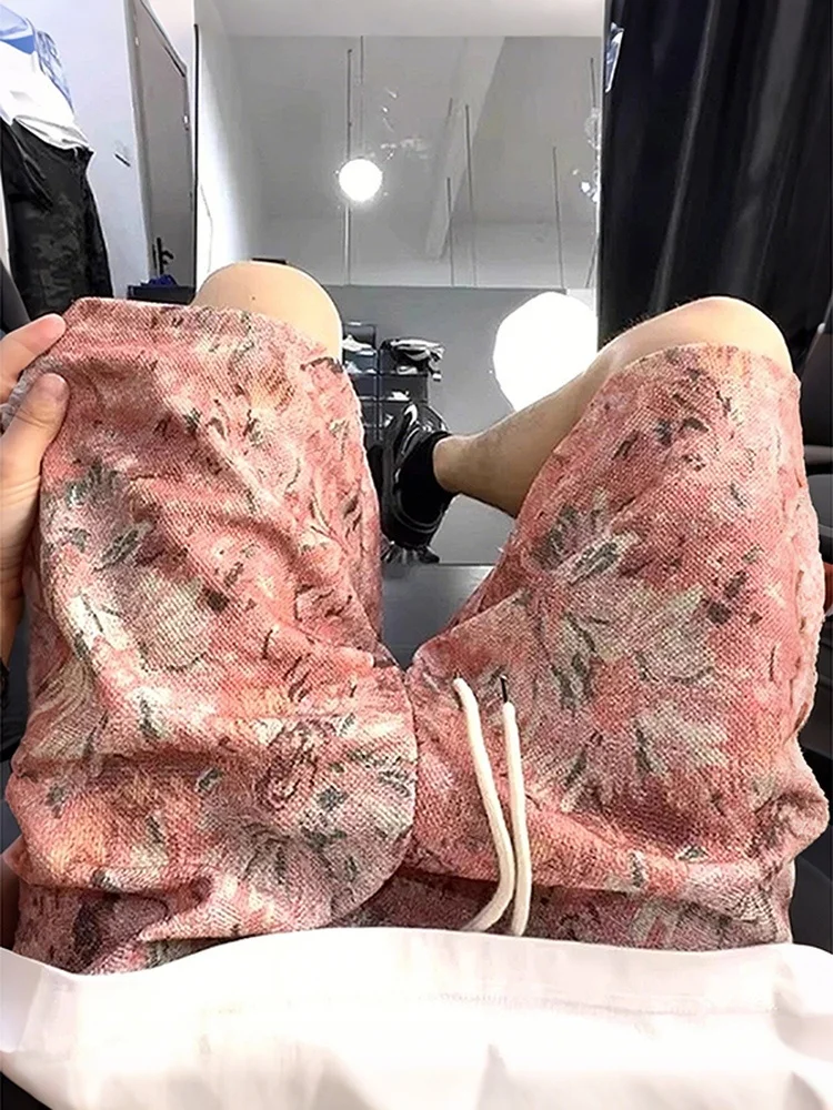 

Летние мужские шорты с цветочным принтом, пляжная одежда в гавайском стиле, свободный крой, из плотного дышащего полиэфирного волокна, прямые брюки