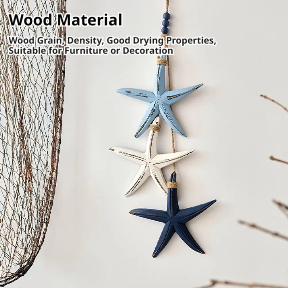 Blue Starfish Hanging Decor Coastal Drop Beach Ocean Decor On String Indoor Outdoor Nautical Beachy Decoration for Porch Room