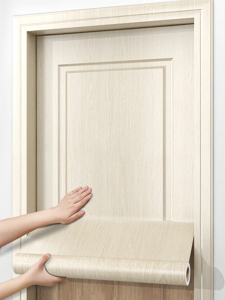 Refurbish Door Stickers Self Adhesive Full Cover Wood Grain PVC Film for Entrance Door Color Changing Decorative Mural Sticker