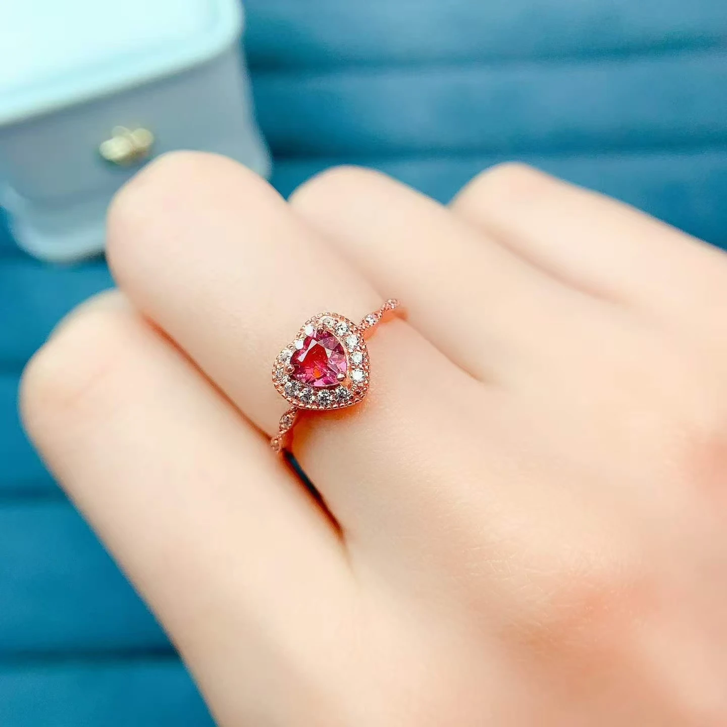 Luxury Multicolor Tourmaline Silver Ring  8 Pieces 3mm*4mm Natural Tourmaline Jewelry with Certificate October Birthstone Ring - view 2