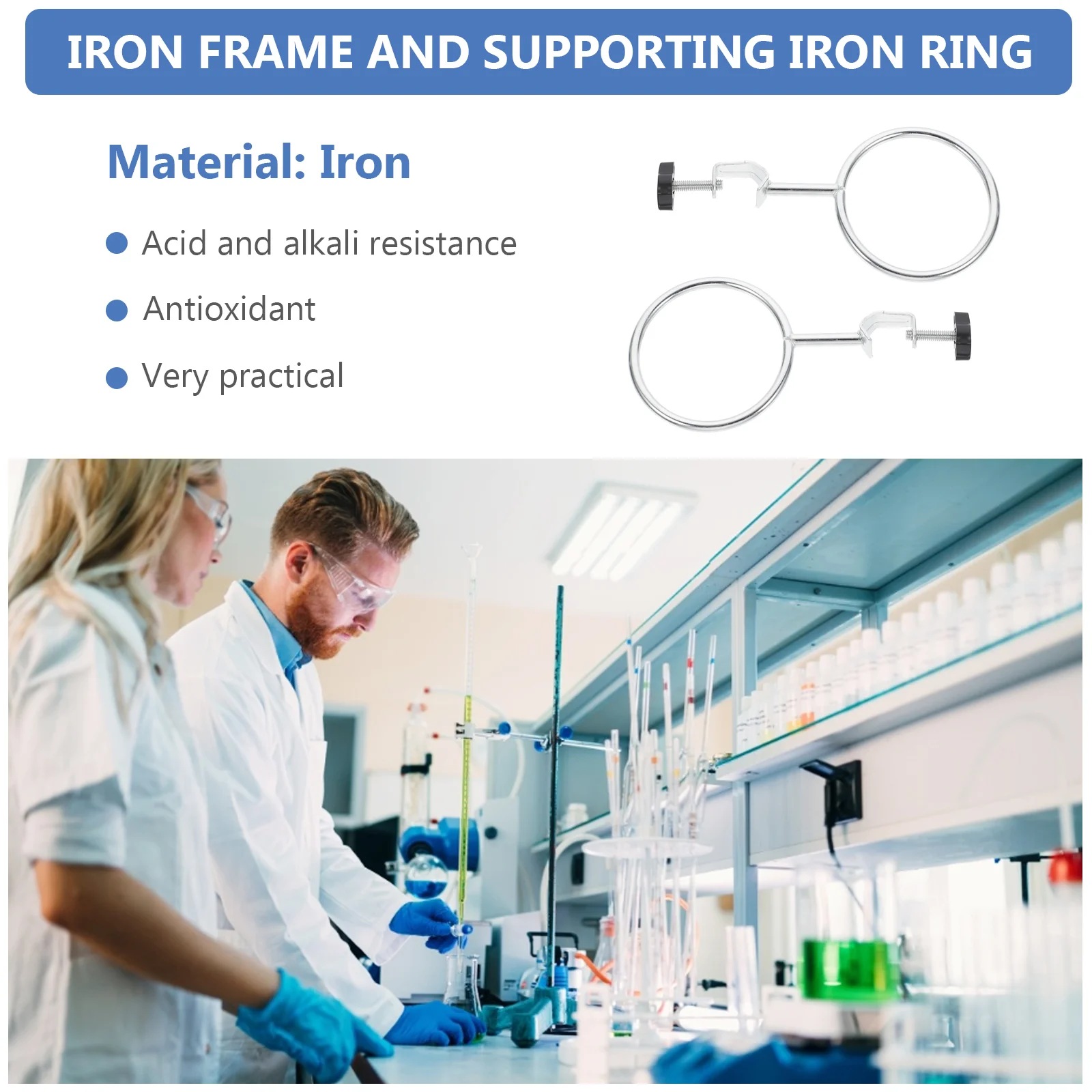 2 Pcs Stand Retort Support Chemistry Lab Ring Hoop Iron Labs Rings Experiment Equipment