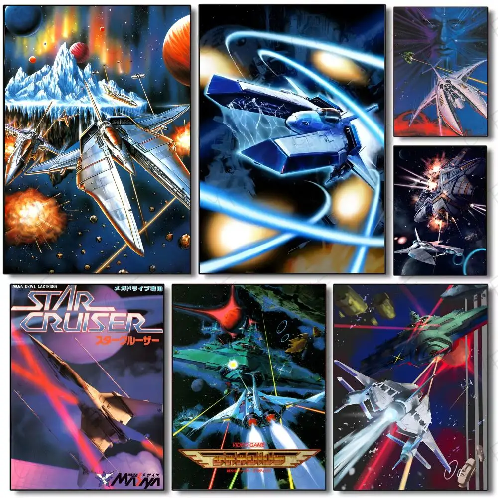 Classic S-Scroll Shooting G-Gradius Poster Poster Painting Wall Art Mural for Living Room Home Decor and Gifts
