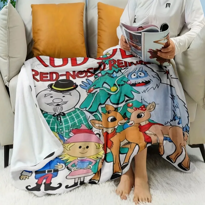 بطانية صوف لمهرجان رودولف الرنة لعام 2025 - راحة ناعمة ودافئة لجميع المواسم |   تصميم شخصية كرتونية نابضة بالحياة