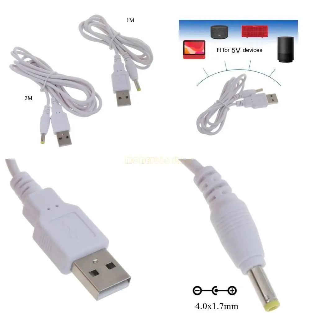 F62C USB to 4.0x1.7mm Power Cord, 1-Pack USB 2.0 A Type Male to 4.0x1.7mm 5V Power