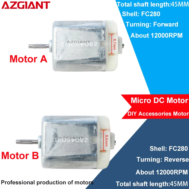 

FC280 45MM 12000RPM High Speed Strong Magnetic DC 12V Motor DIY Model Toy Fan Tand Helicopter Boat Parts Drop Shipping Power Toy