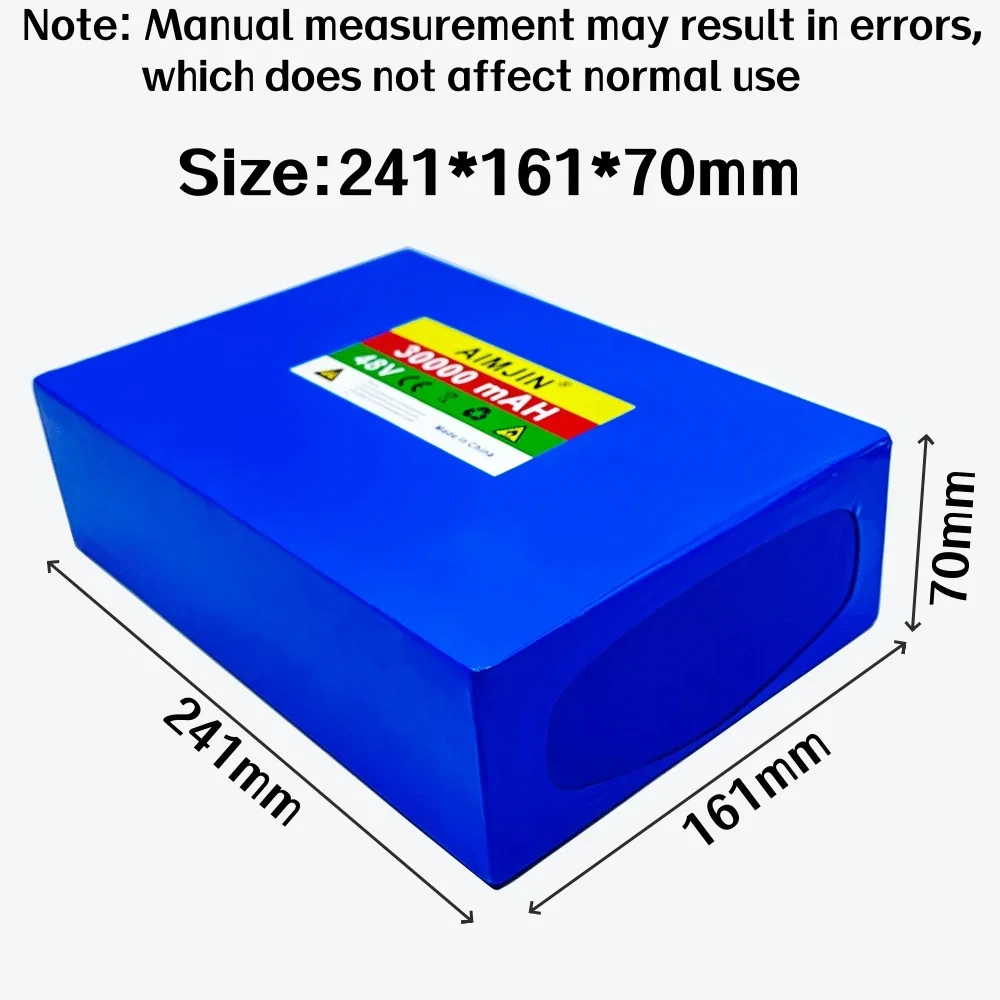 48V 30000mAh 18650 13S8P Lithium Battery Pack 2000W Battery Built-in BMS Suitable for Electric Bicycles Scooters Small Motorcycl