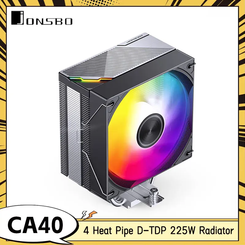 

JONSBO CA40 Silver Blade Tower Радиатор воздушного охлаждения процессора Никелированные 4 тепловые трубы Встроенная верхняя крышка горячего тиснения 12 СМ ШИМ-вентилятор