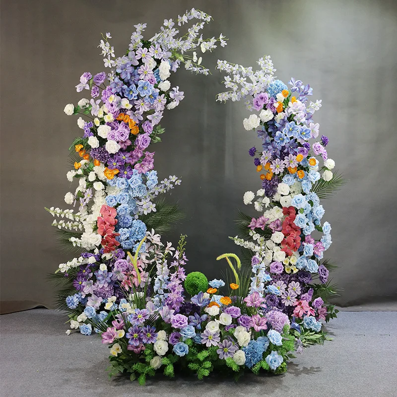 Wedding Purple Finished Monet Horn Arch Dopamine Simulation Flower Stage Landscaping Window Beautiful Chen Floral Arrangement