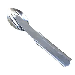 4Pcs Portable Outdoors Tools Stainless Steel Tableware Set Fold Knife Utensil Spoon Fork Dinnerware Camping Cooking Flatware