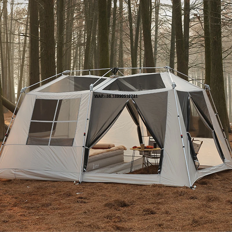 

Outdoor Double-layer Portable Camping Tent Aluminum Alloy Rain Proof Sun Proof Automatic Tent Open the Tent