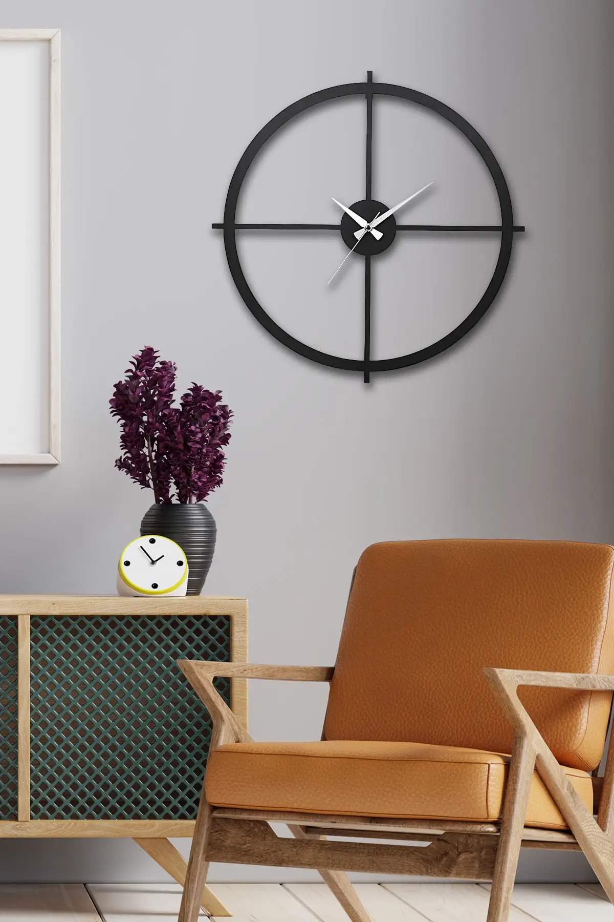 Metal Black Wall Clock 50 X50Cm