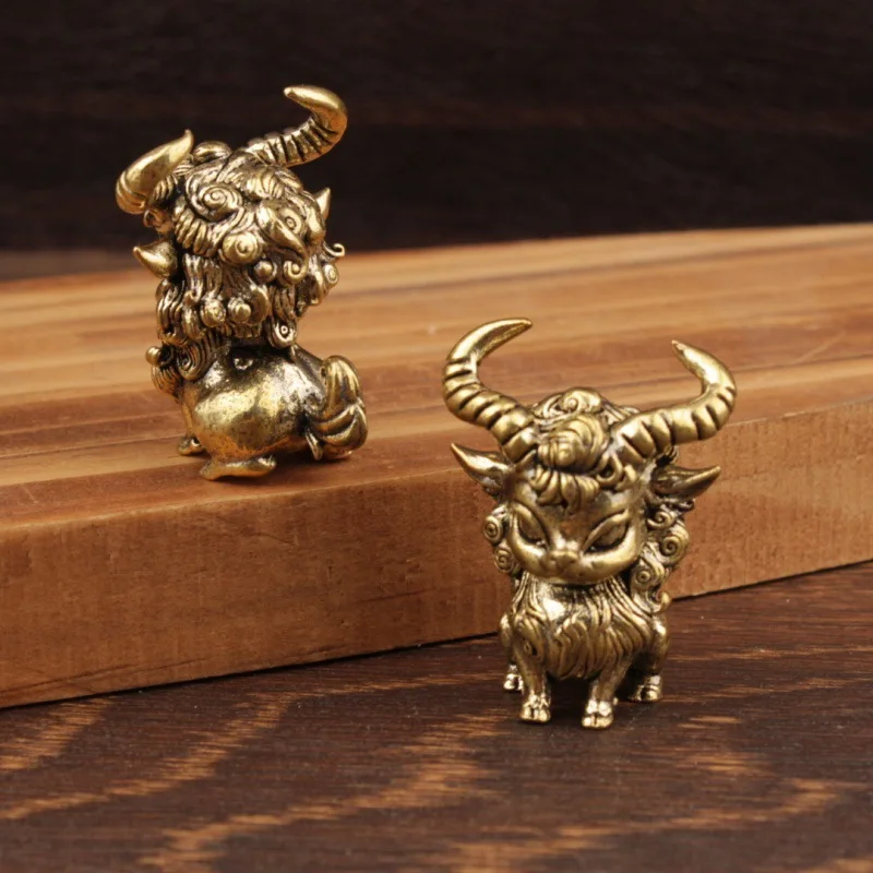 1 piece of brass retro mini creative zodiac ornament Warcraft Sheep Demon Sheep Head Ornament