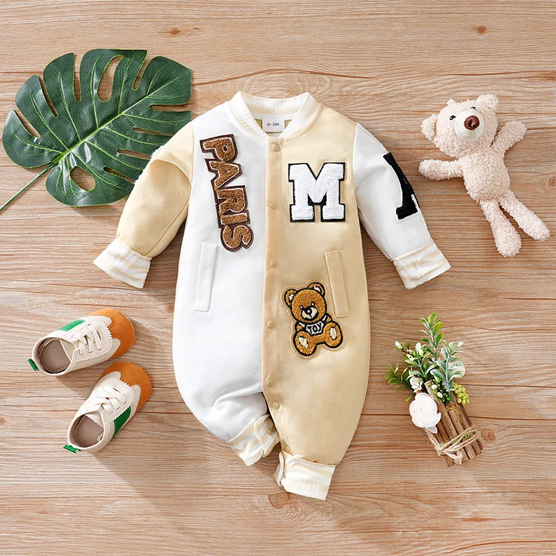 Baby Cartoon Jumpsuit Spring And Autumn Long Sleeved Clothes Baseball Clothes Trendy And Handsome Baby Clothes