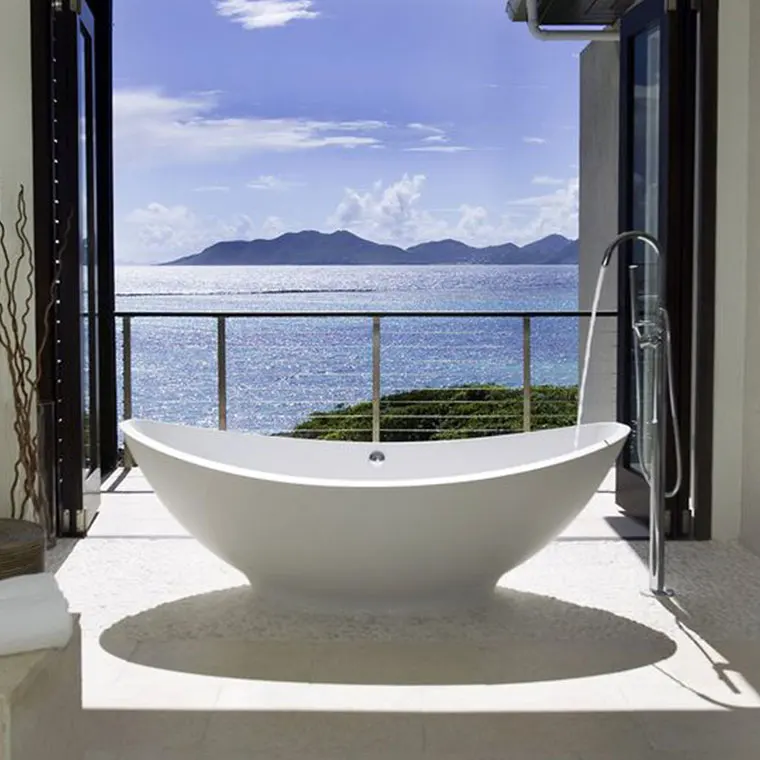 Artificial Solid Stone Acrylic Bathtub Freestanding Soaking Bathtub For Bathroom Hotel