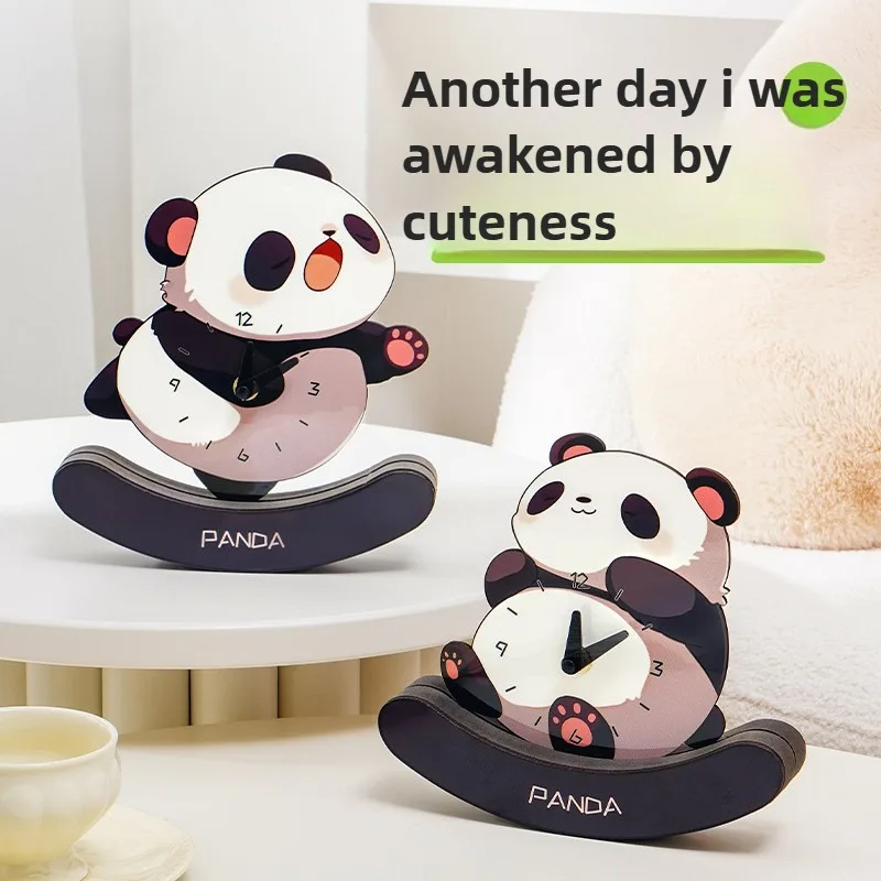 

Cute Panda Desk Table Clocks Decompression Home Decoration Living Room Bedroom Children's Gift Needle Colck