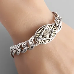 Men's Classic God's All Seeing Eye Masonic Symbol Bracelet Fashion Braided Cross Bracelet Religious Prayer Amulet Jewelry