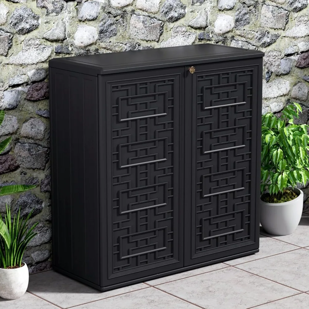 

Indoor Outdoor Storage Cabinet Waterproof with Shelf,Plastic Storage Sheds Outdoor Cabinets for, Customized