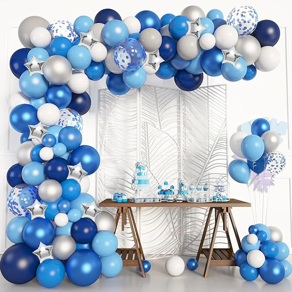 

1 Set Blue Balloon Kit White Blue Grey Latex Balloons Garland Arch Adult Kids Birthday Party Baby Shower Graduation Decoration