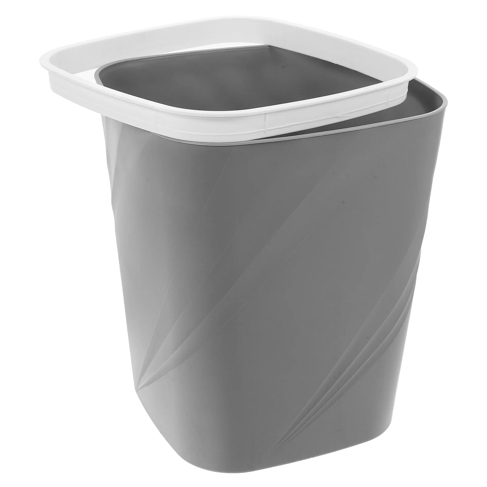

Grey Large Capacity Trash Can Plastic Rectangular Garbage Bin Without Lid Open Top Press Ring For Home Office Bathroom Bedroom