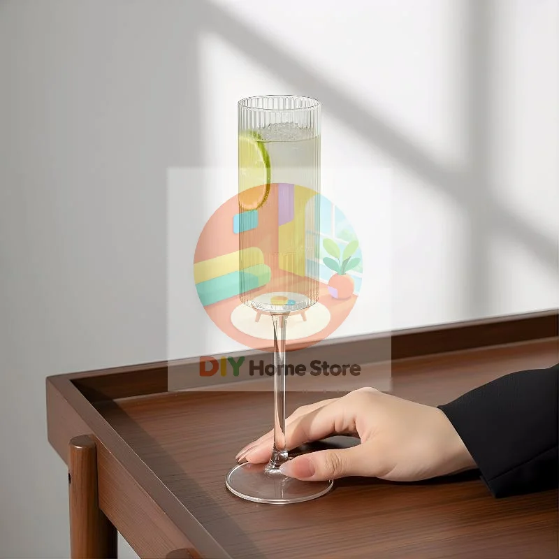 Plastic Goblet 450ml Transparent Striped Unbreakable Wine Glass Elegant Design for Cocktail Parties Wedding Events Outdoors