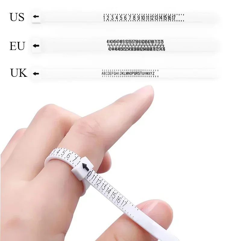 1pc Ring Sizer Convenient Precise Measuring Tool Reusable Finger Size Measuring Tape Jewelry Sizing Tool US/EU/UK Rings Size