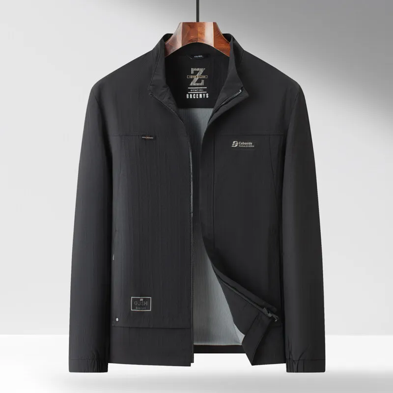 

2025 Spring Summer Breathable Jackets Men's Classic Business Stand-up Collar Jacket Casual Versatile Coats Social Men Clothing