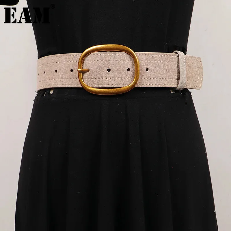 [EAM] Pu Leather Red Vintage Buckle Long Wide Belt Personality Women New Fashion Tide All-match Spring Autumn 2025 1DH8704