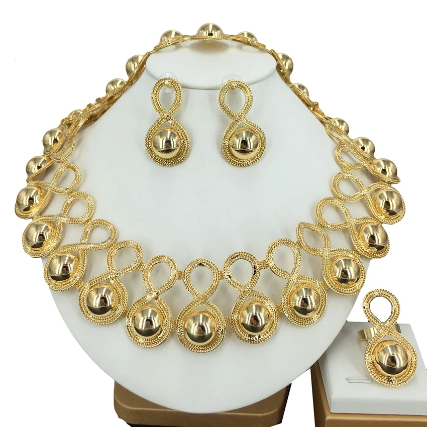 Fashion Jewelry Set Store Brazilian Gold Plated Handmade Jewelry Sets For Women Wedding Birthday Christmas Party Gift FHK14141