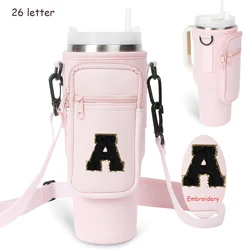 TY Letters Water Bottle Holder Bag com alça, 40oz Water Bottle Carrier Bag para viagens, caminhadas, acessórios para camping