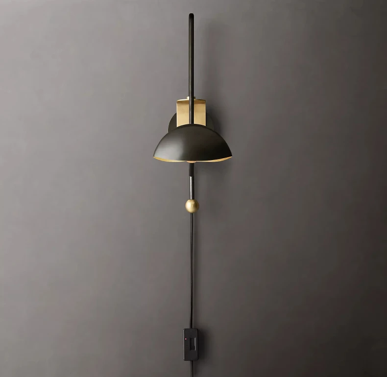 American Copper Wall Light Gold Black Plug Adapter