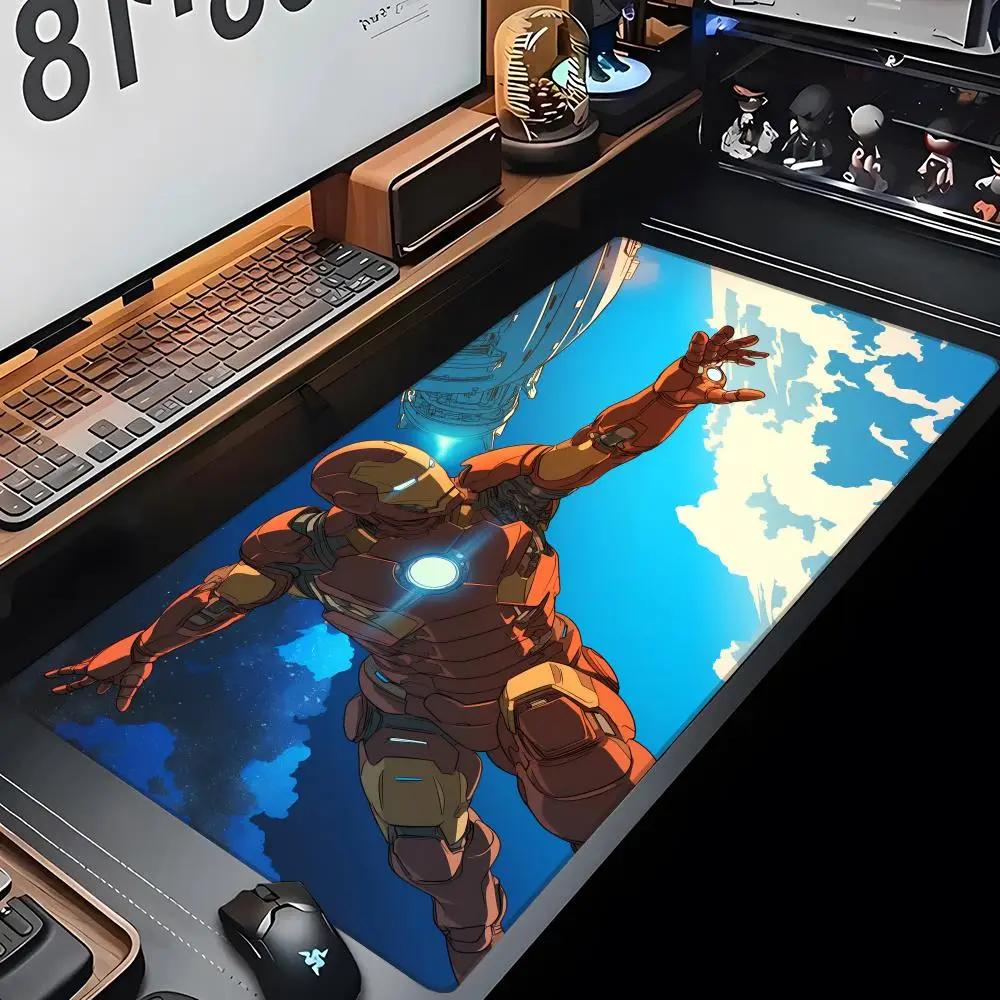 MINISO-Anime Characters Iron Man Mouse Pad Gaming Mousepad Abstract Large 800x400x2mm Mause Carpet PC Desk