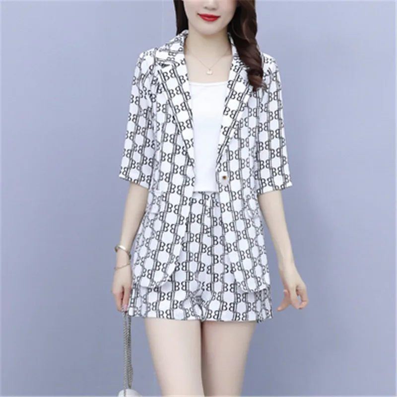 

women's clothing 2022 new summer clothing high-end letter suits women's shorts slim fashion two-piece trendy A922