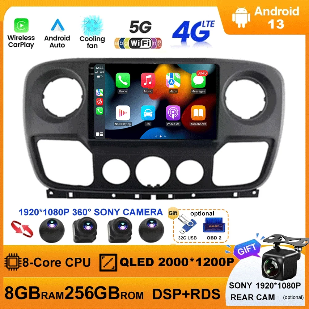 

Android 13 For Renault Master Nissan NV400 Opel Movano 2010 - 2021 Car Radio Multimedia Video Player Navigation GPS BT 2 Din Dvd