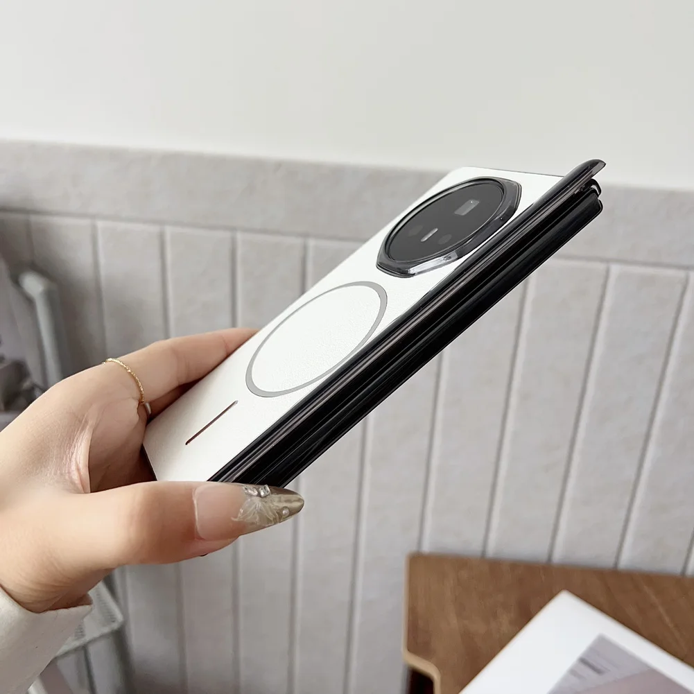 Роскошный деловой чехол для телефона с магнитным кольцом для Honor Magic V3 V5, галькированная кожа, самовосстанавливающийся шарнир с тонкой защитной крышкой для камеры