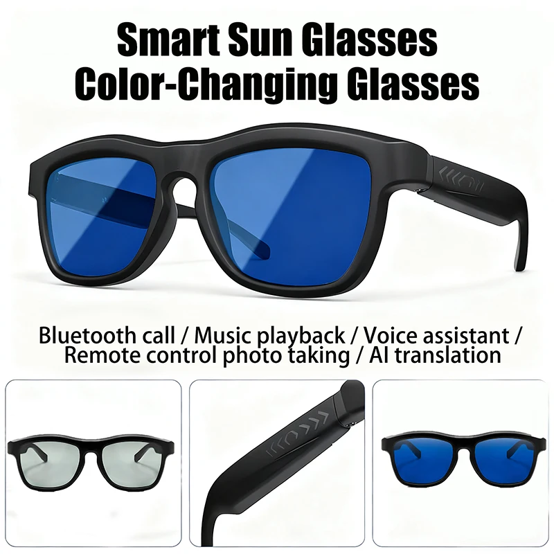 

Smart Touch Change Color Sunglasses Men Women AI Translation Wireless Bluetooth Call Eyewear Control Music Photo Taking Shades
