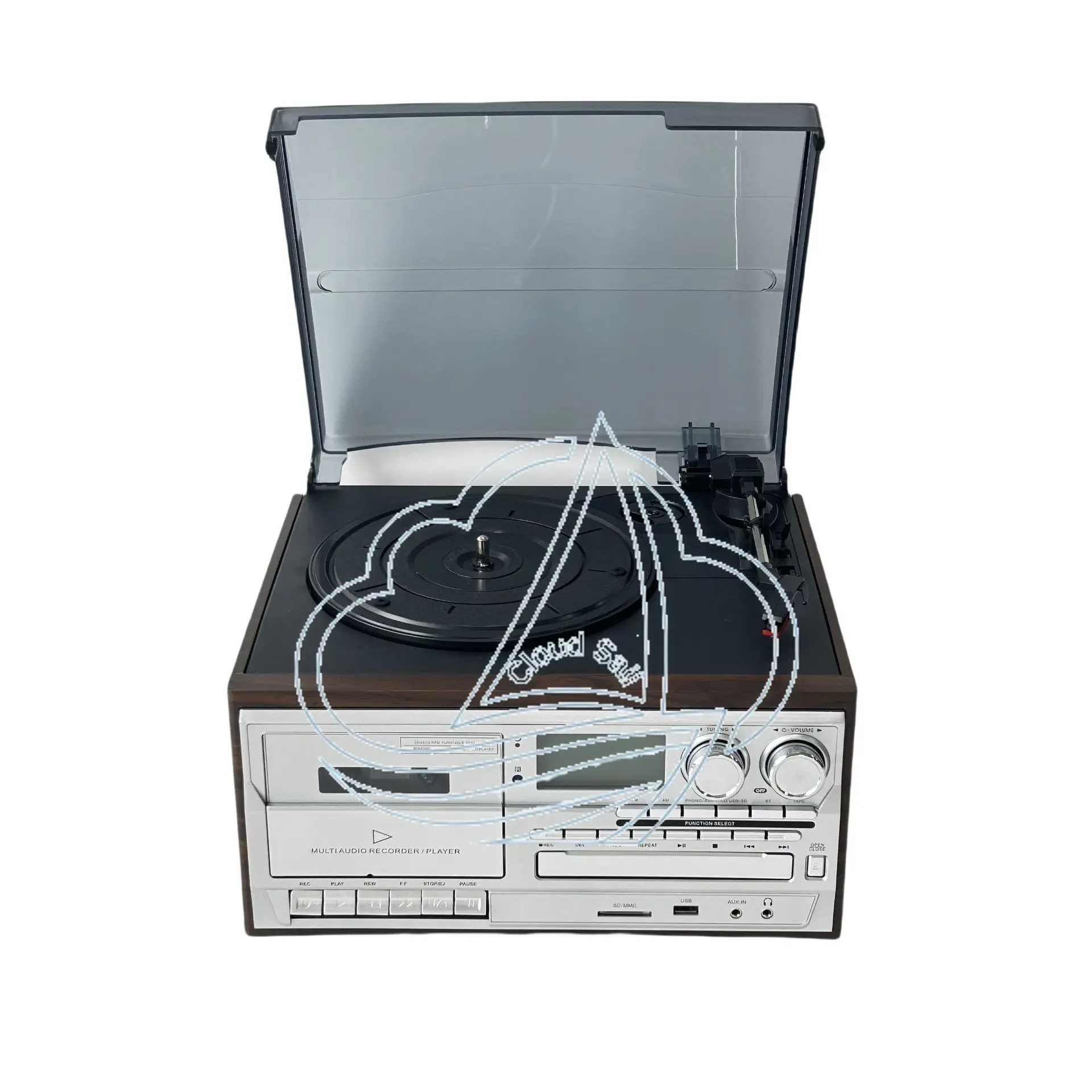 New Year gift Classic Retro Vinyl Record Player - Multifunctional with Bluetooth Speaker & HIFI Tape Player