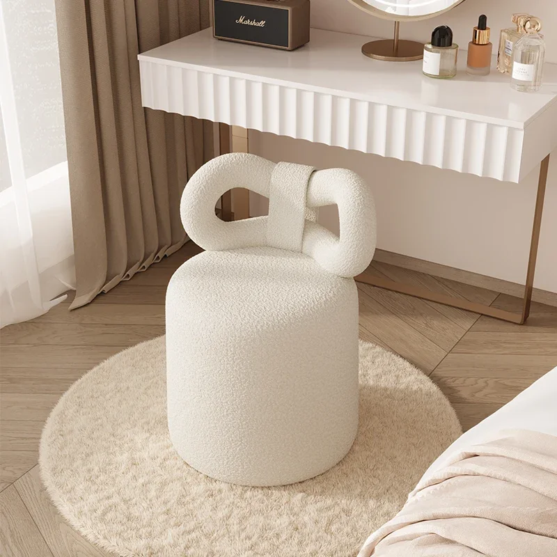 XK Cream Style Lambswool Bow Dressing Stool Bedroom Ins Internet Celebrity Makeup