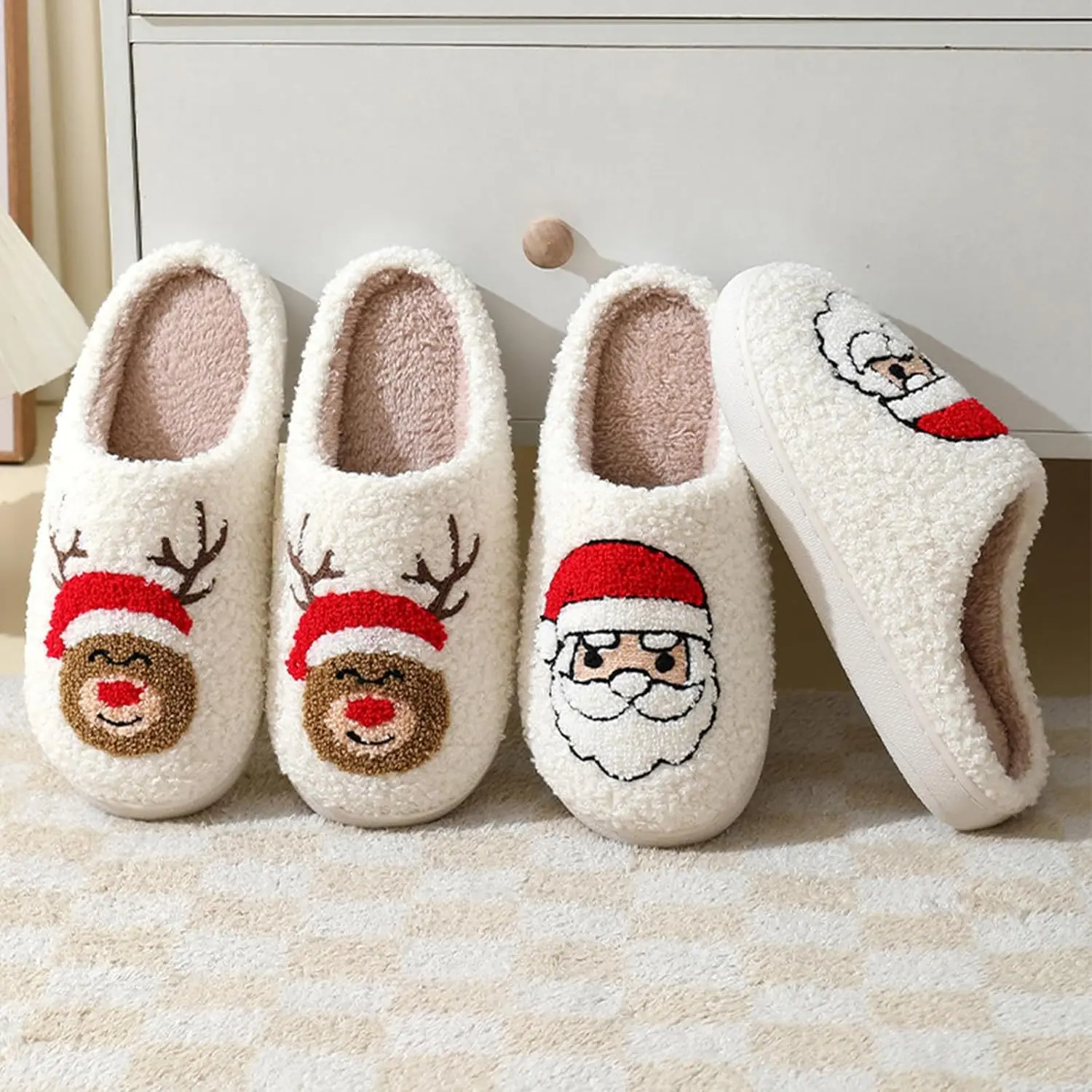 Christmas Slippers Plush Non-Slip Home Shoes Fleece Lined Warm Footwear - Image 3