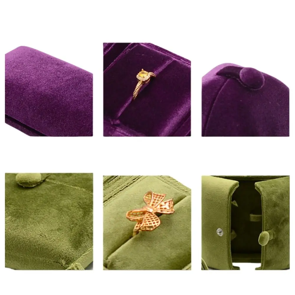 

Сплошной цвет, бархатная шкатулка для драгоценностей, винтажная роскошная шкатулка для колец, двойные дверные украшения, держатель для ювелирных изделий