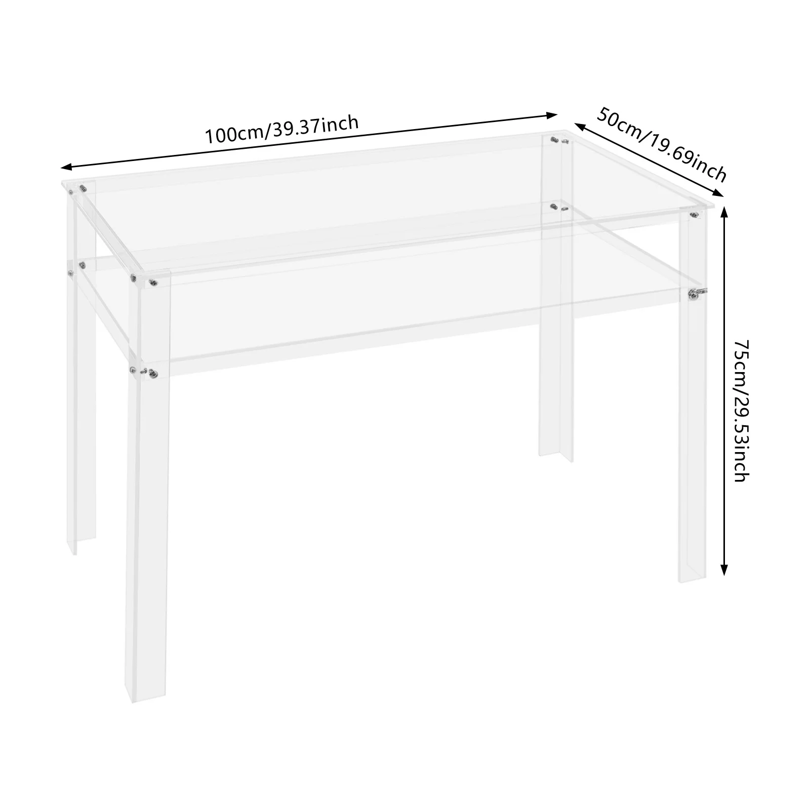 Escritorio transparente acrílico, mesa de estudio para ordenador portátil, escritorio transparente moderno, escritorio acrílico, escritorio de oficina de doble capa