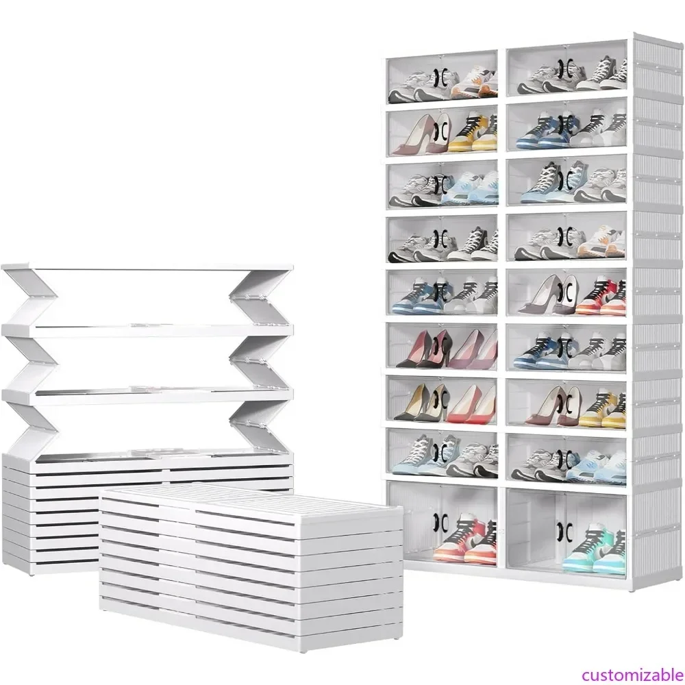 

Hot-sellingLarge Foldable Shoe Storage Rack with 36 Pair Capacity, Magnetic Clear Door, Easy Assembly and Portable Design