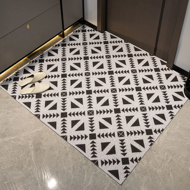 Black White Plaid Doormat Non-Slip Washable Rugs Welcome Mat Entry Indoor Outdoor Heavy Duty Easy Clean Low-Profile Carpet