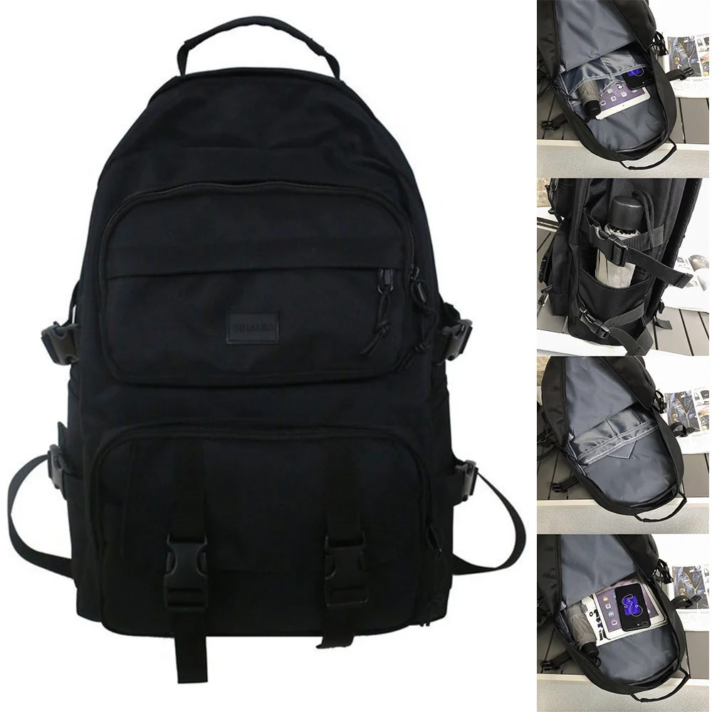 Men Multifunctional Casual Backpack Schoolbag Teenagers Travel Sports Fashion Bag Black School Pack for Male Female Women