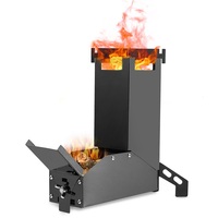 Portable Stainless Steel Folding Wood Stove, Camping ToolCharcoal Barbecue Accessories, Picnic BBQ Grill Stand, Black Stand, Ne