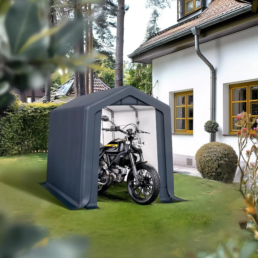 VILLA 6'x10'x7' Outdoor Portable Storage Shelter Shed Garage with 2 Roll up Zipper Doors & Vents Carport for Motorcycle Bike