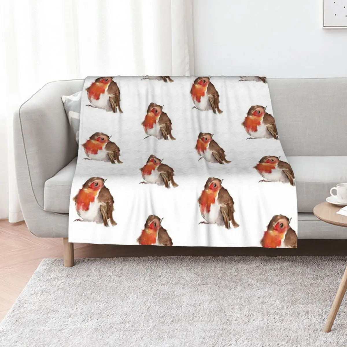 Robin Watercolour Throw Blanket Camping for winter anime Nap Plaid Luxury Thicken Blankets