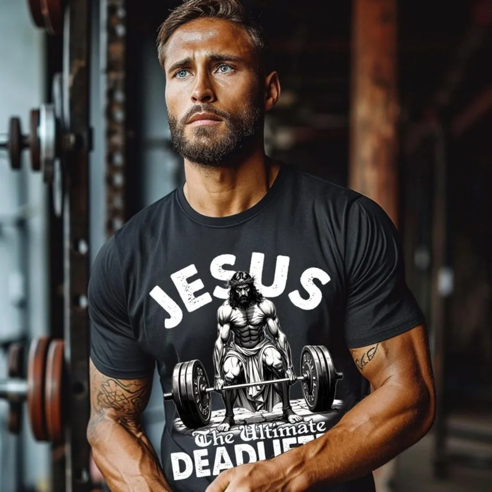 Funny Jesus The Ultimate Deadlifter Shirt Christian Gym Shirt Faith-Based Workout Shirt Casual Breathable Camisetas Tee